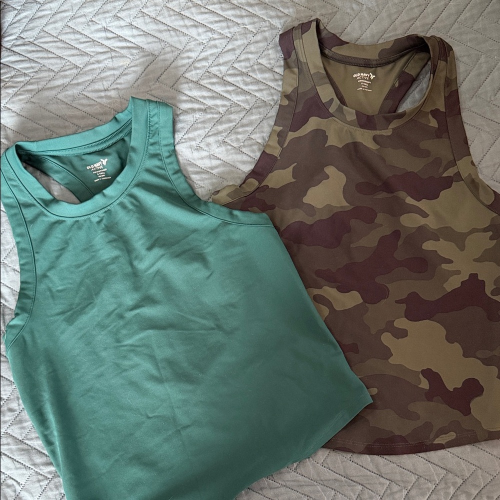 Old Navy Green and Camouflage Tank Tops